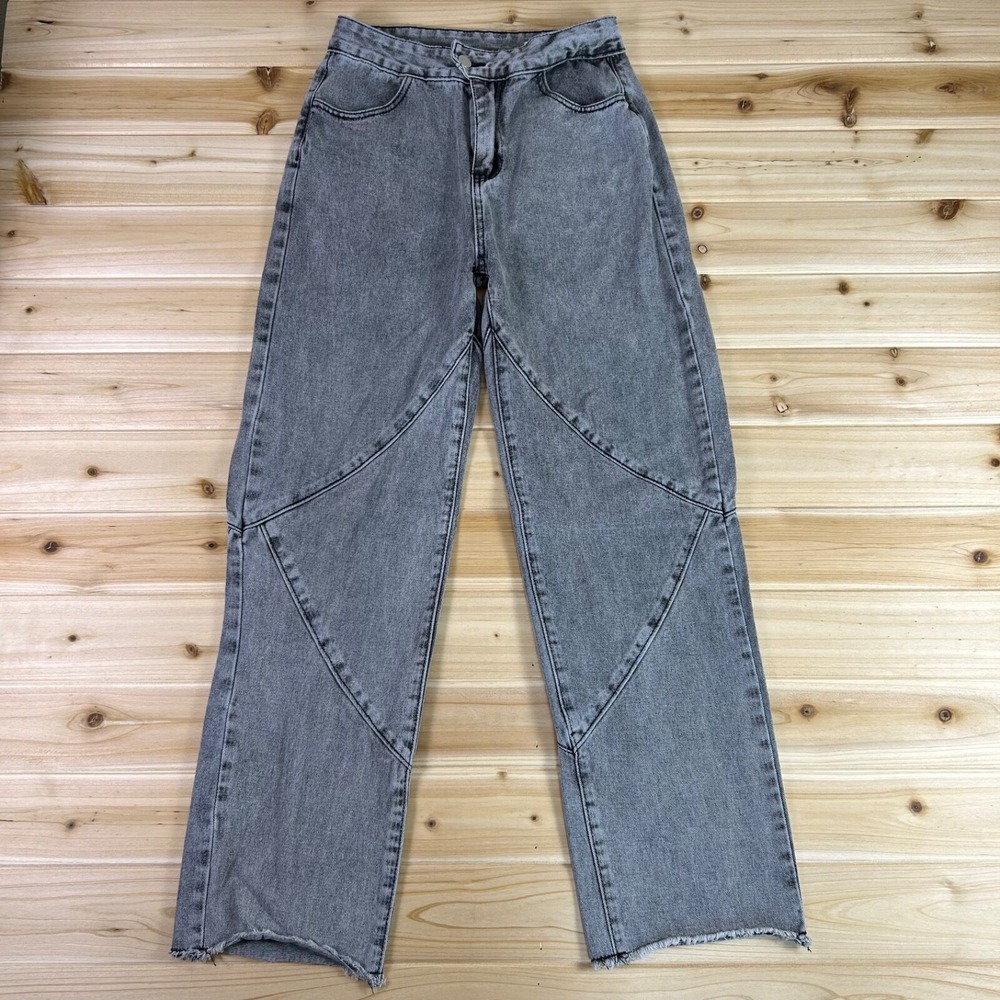 SHEIN Grey Flare Wide Leg High Rise Jeans M 4-6